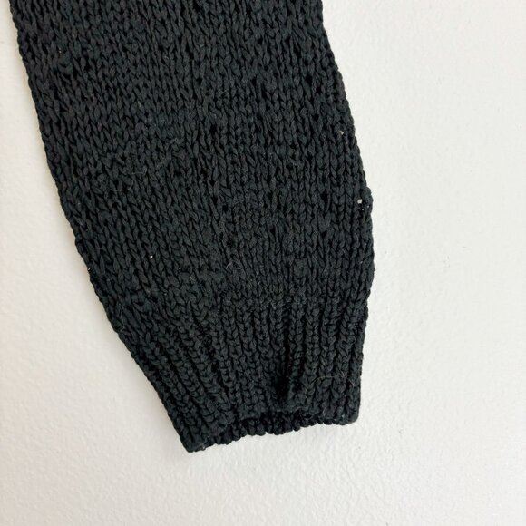 THEORY Open Stitch Knit Cardigan Coat Medium Heavy Cotton Drape Black - Picture 4 of 8